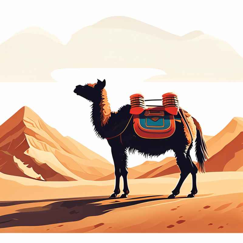 驼队沙漠丝绸之路元素插画 13