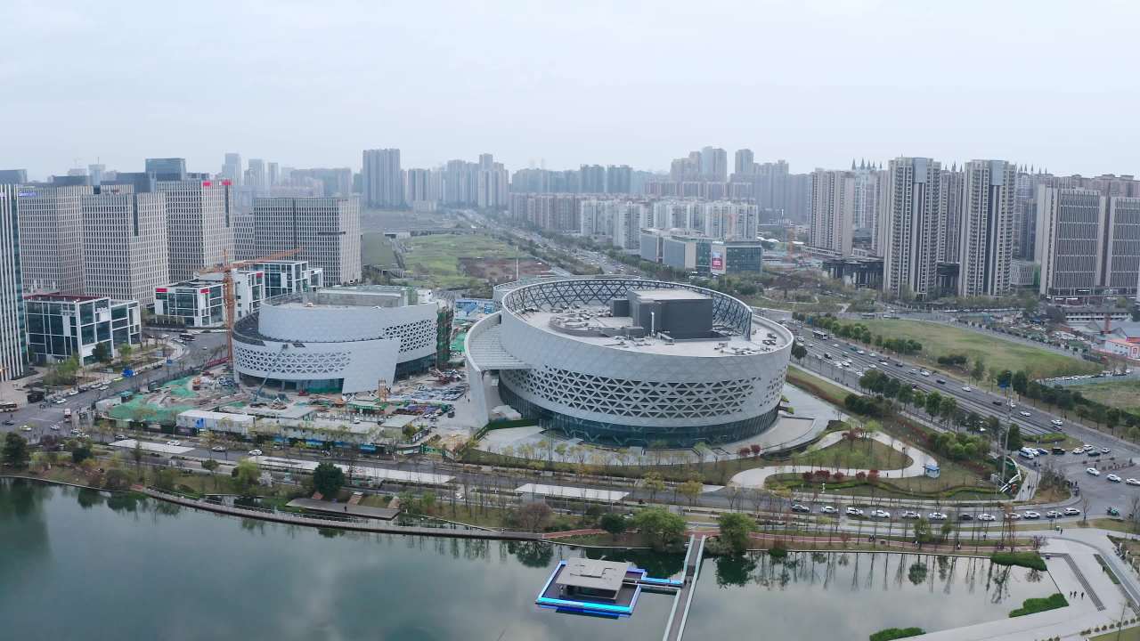航拍成都天府新区省级文化演艺中心