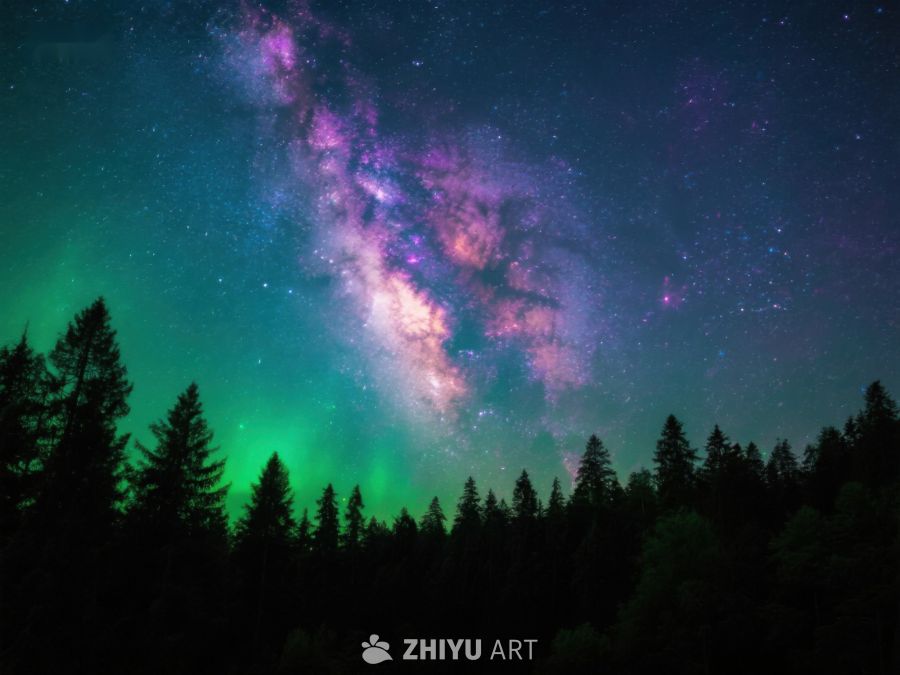 星空下的森林与极光 209