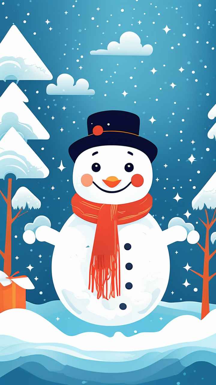 冬季雪景插画雪人 31
