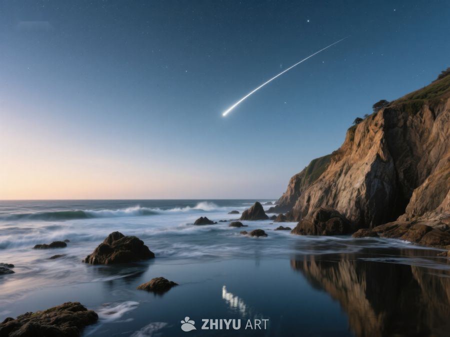 流星划过海岸夜空 41