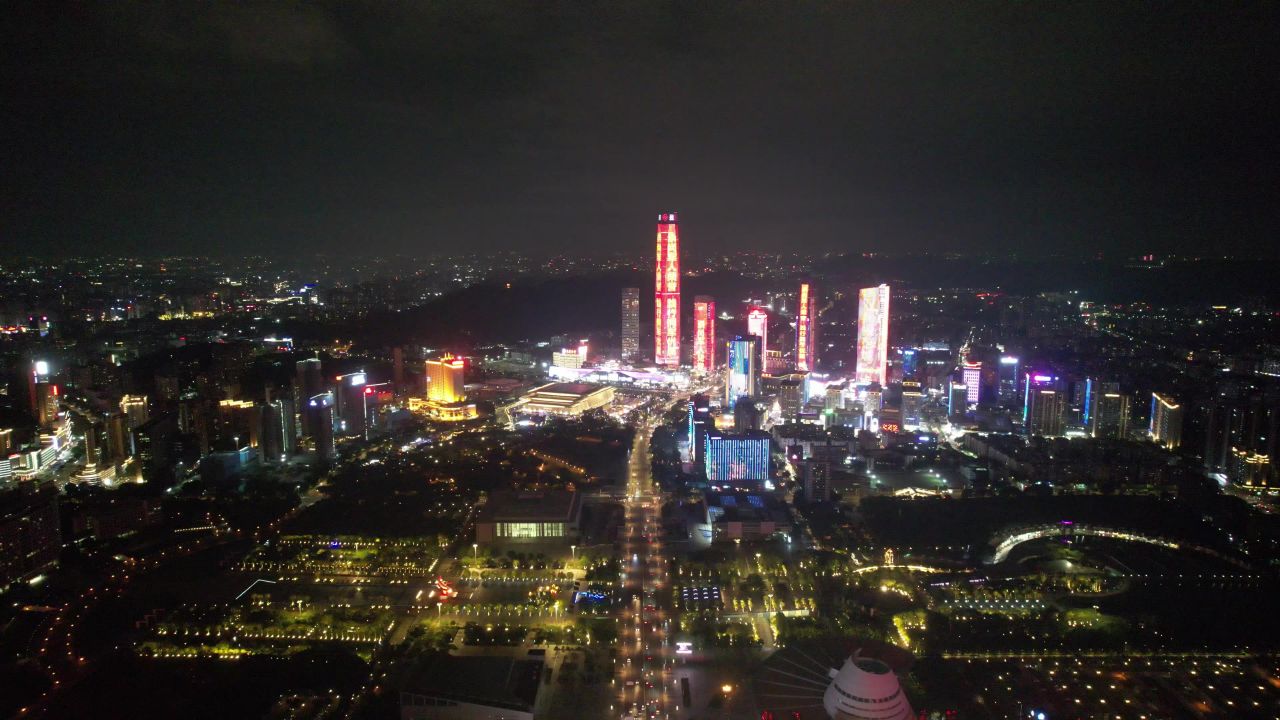 广东东莞城市夜景灯光航拍