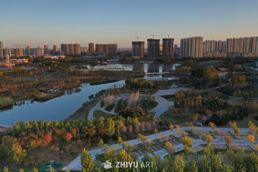 晨曦中的城市绿洲