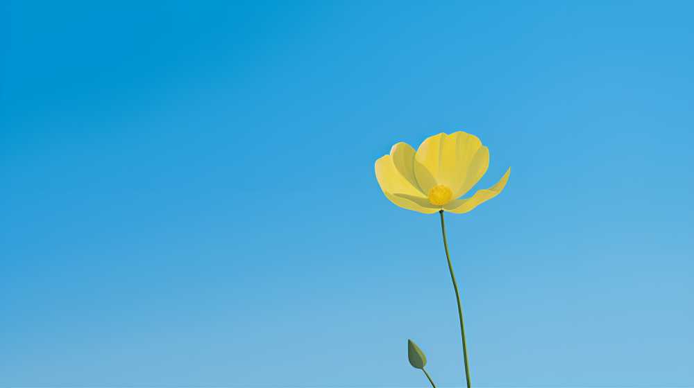 黄色的花和天蓝色