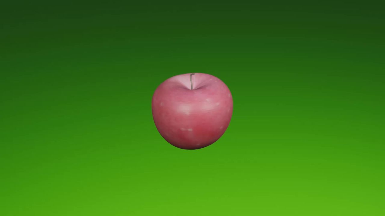 无限循环旋转的红苹果动画绿屏抠像合成元素