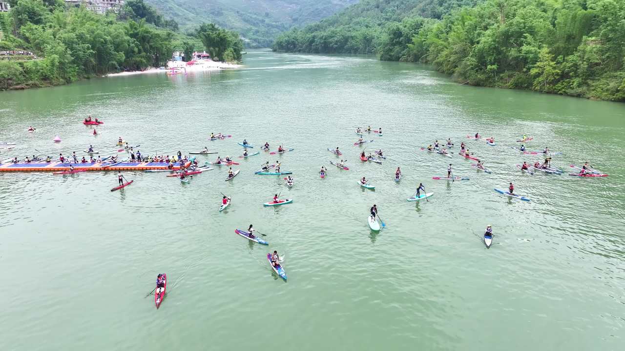 4k乡村浆板比赛 户外运动生活乡村旅游