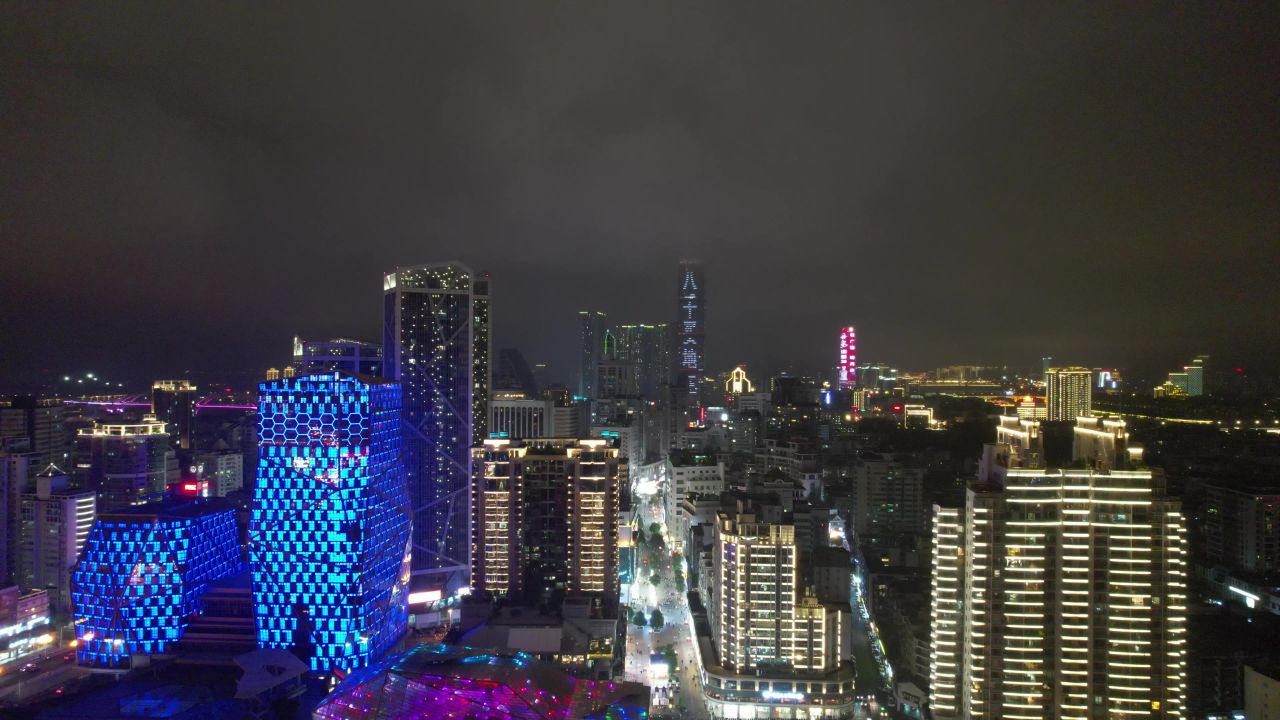 广西柳州五星商业步行街夜景灯光