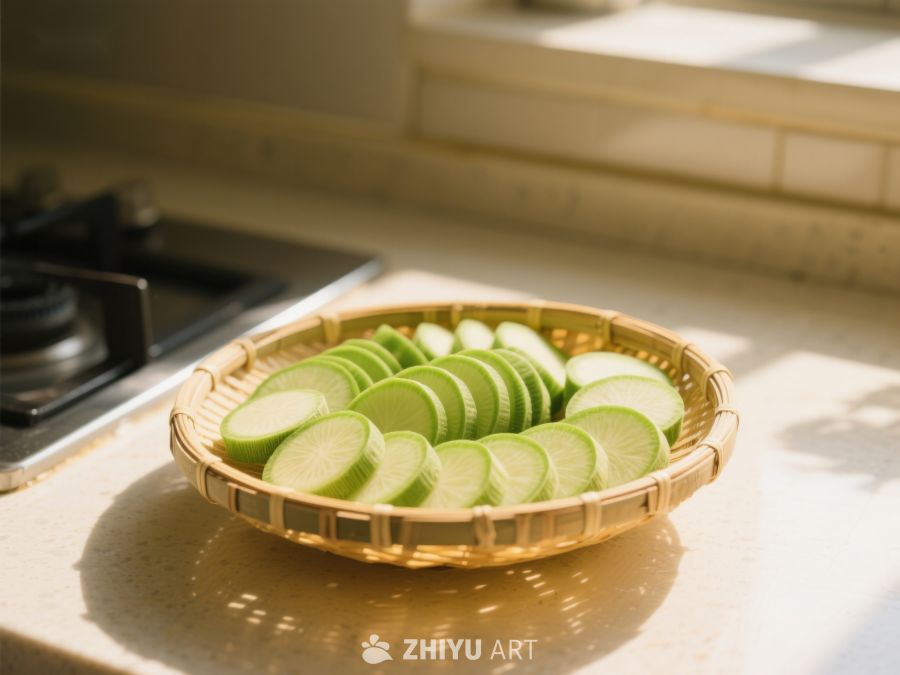 竹篮中的切片青瓜 616