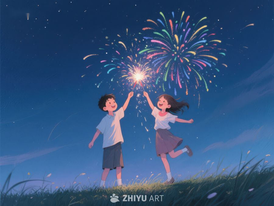夜空下的烟花与欢笑 1037