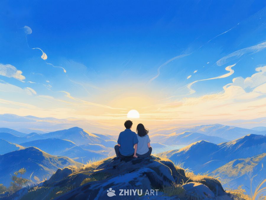 山顶观日，二人静赏 626