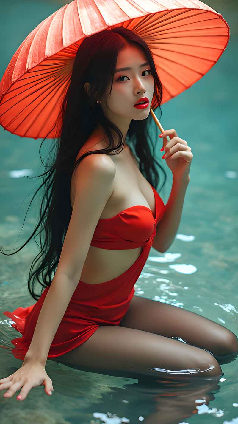 红色女郎户外拍摄 4