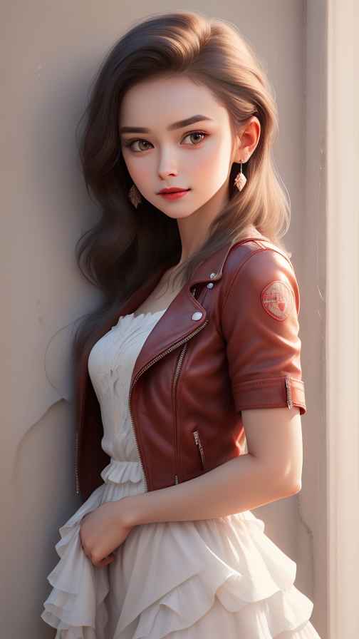 红色皮衣美女