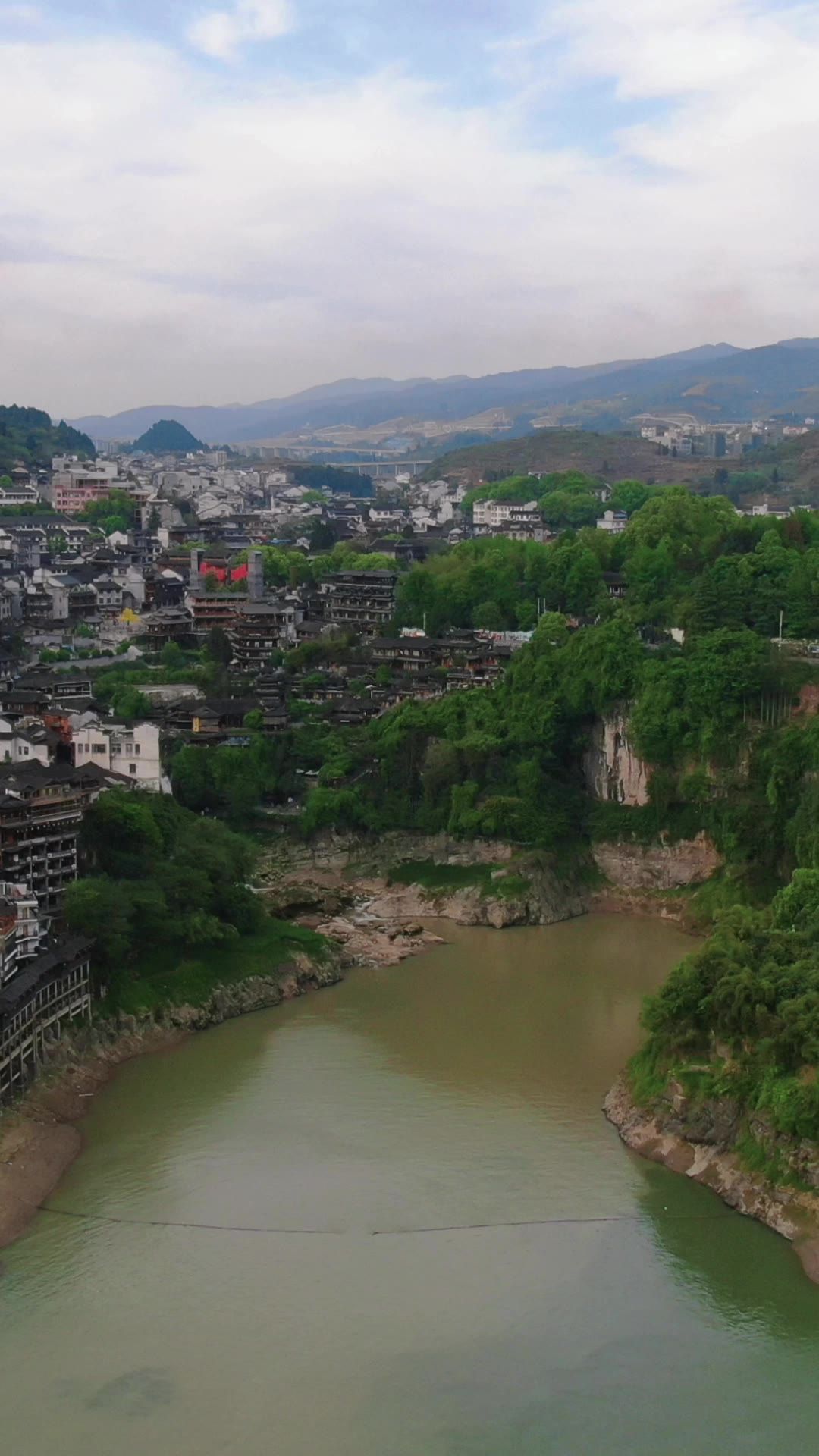  旅游景区湖南湘西芙蓉镇竖屏 
