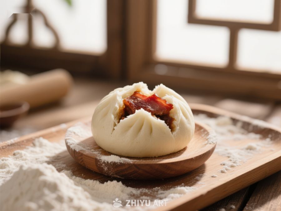 鲜美肉馅包子，传统美食 1223
