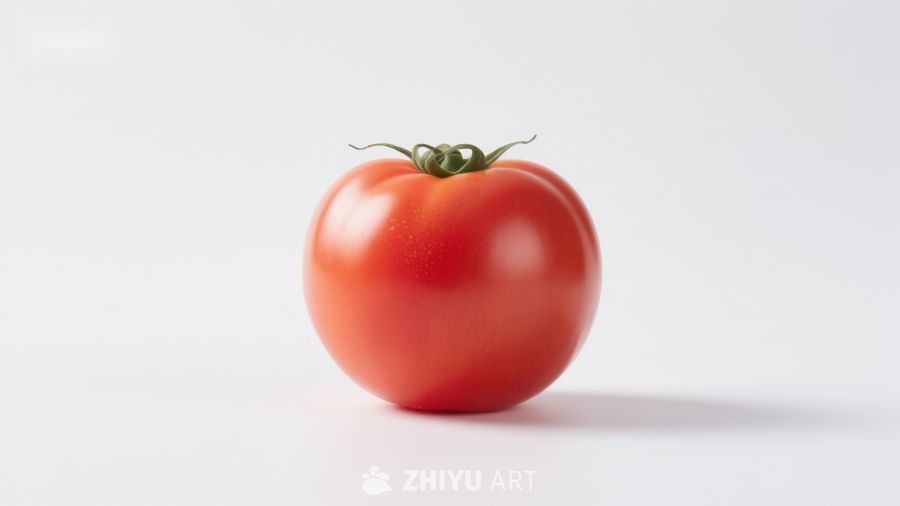 一颗红色番茄静物特写