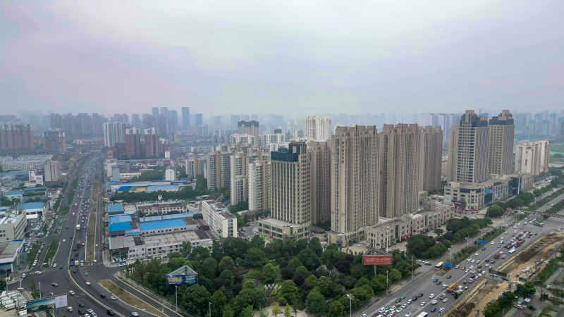 湖北襄阳城市风光航拍摄影图