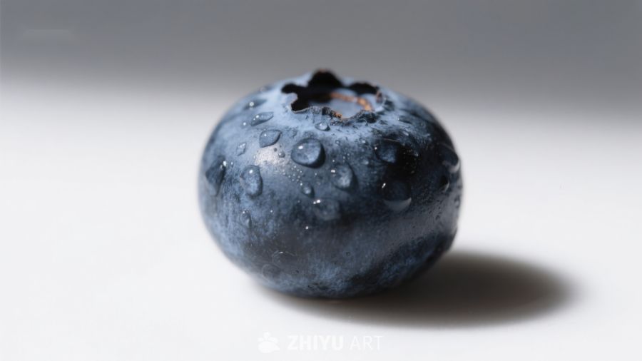 新鲜蓝莓上的水珠特写 728