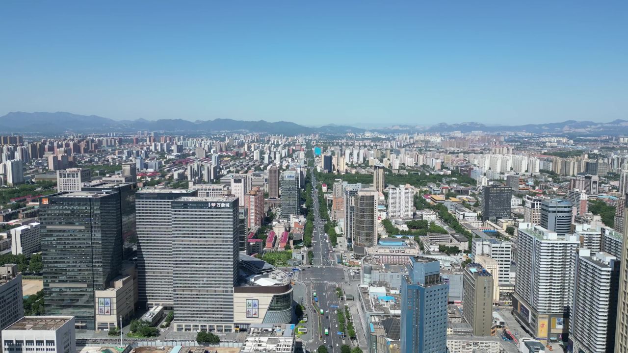  航拍河北石家庄城市建设石家庄大景