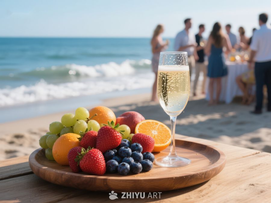 海滩聚会，水果与香槟 264