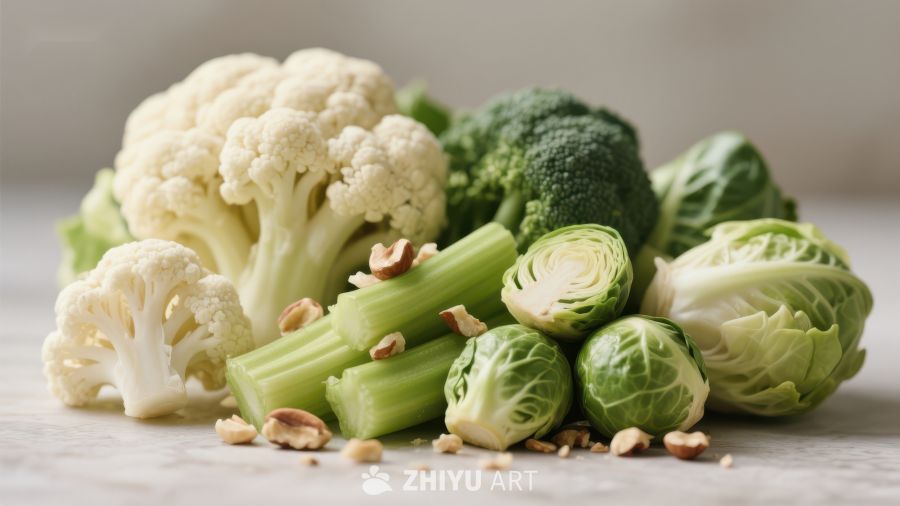新鲜蔬菜与坚果的组合