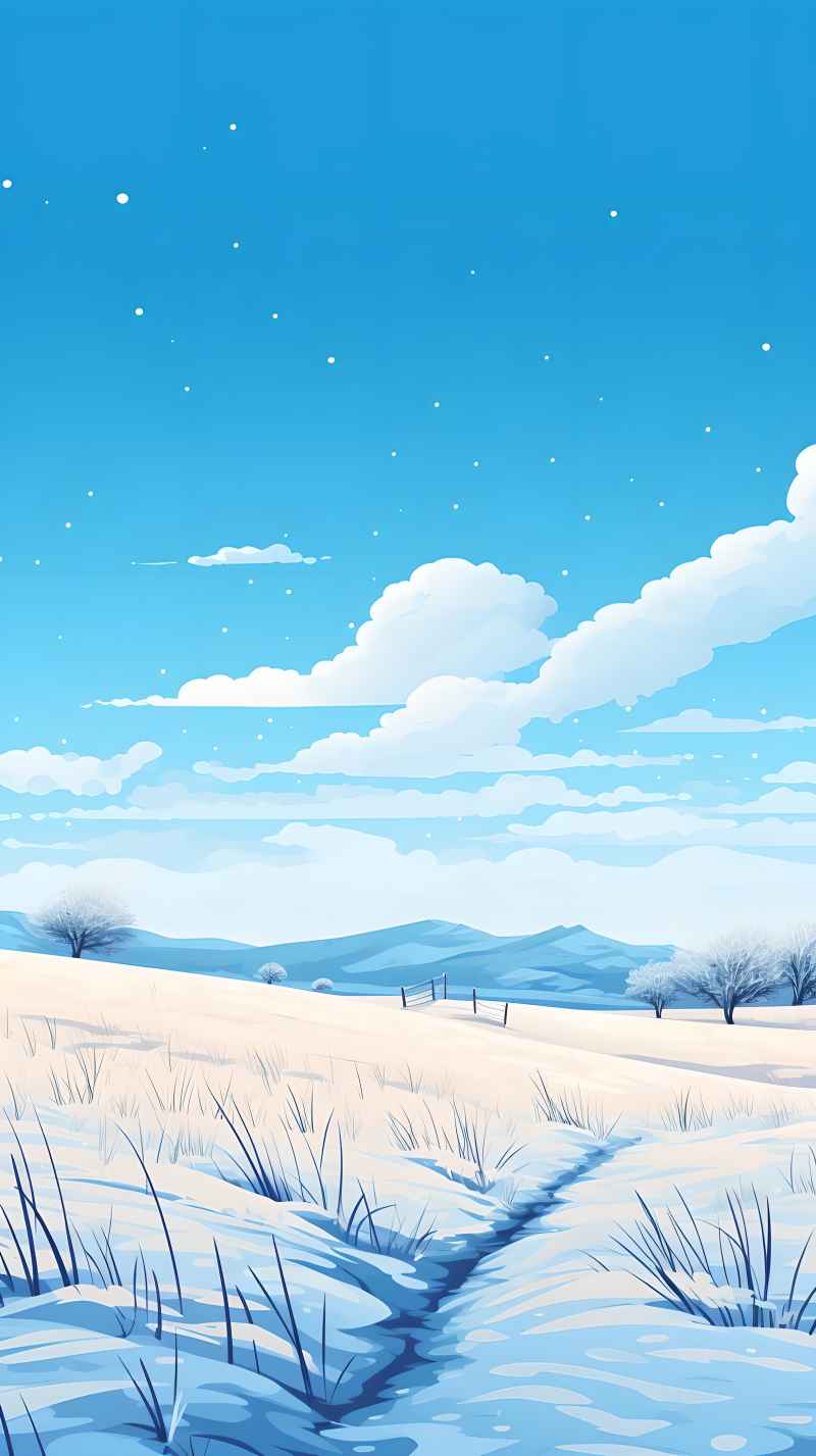 冬季唯美雪景创业插画 131