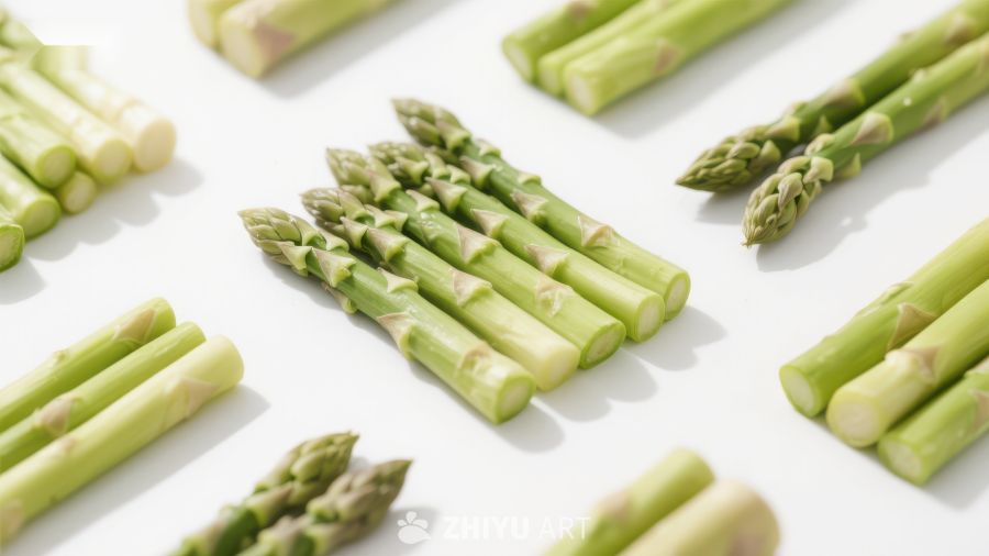 新鲜绿色芦笋整齐排列