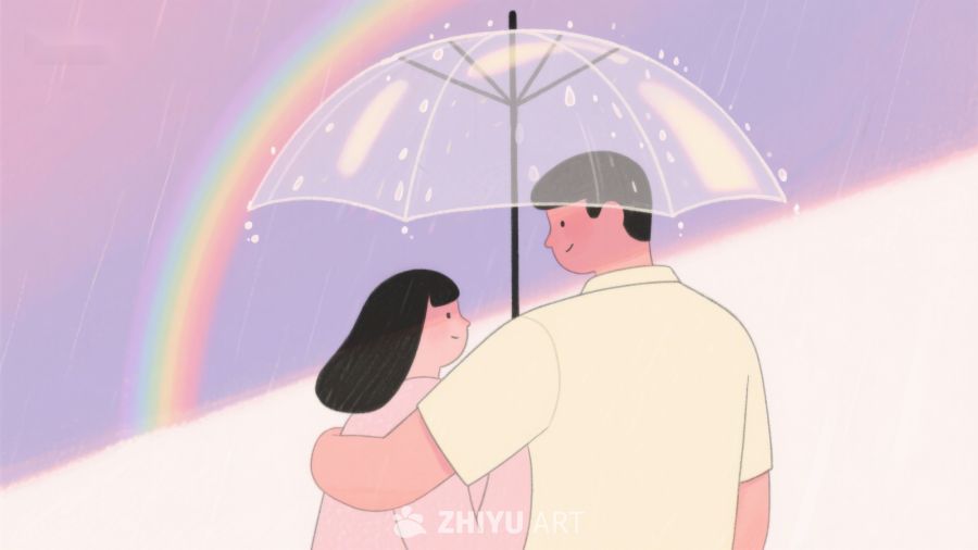 雨中彩虹下的温馨陪伴 611