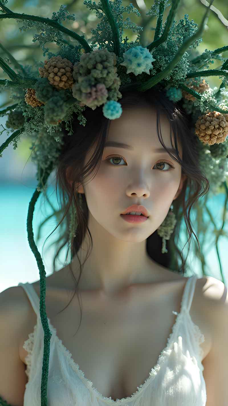 森林系白色连衣裙美女拍色 68