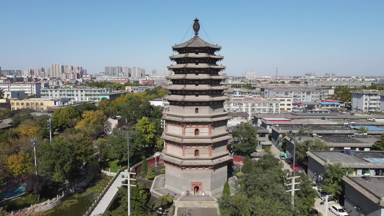 历史 文化 古塔 正定古城 航拍 