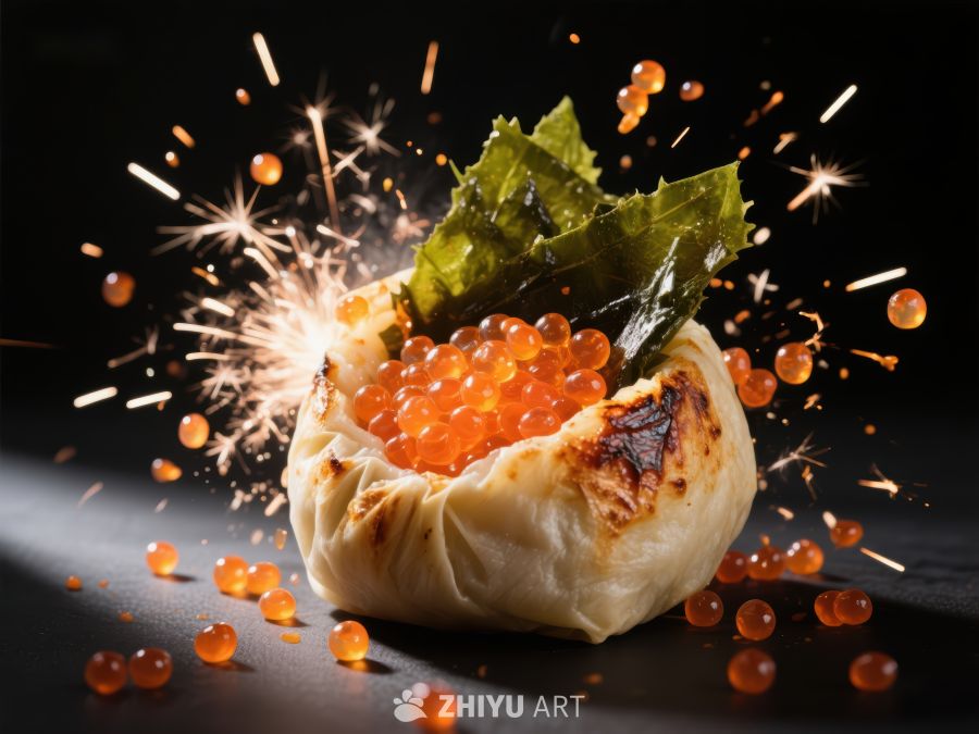 璀璨火花下的美食特写