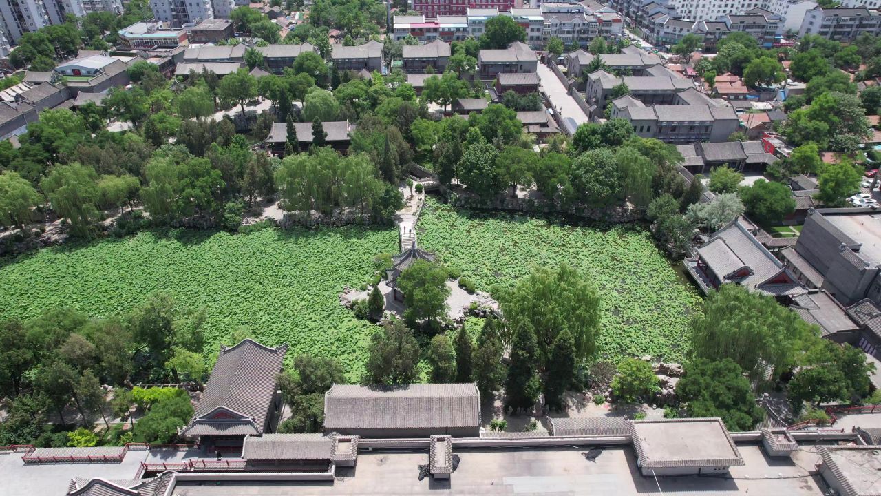河北保定古莲池风景区航拍