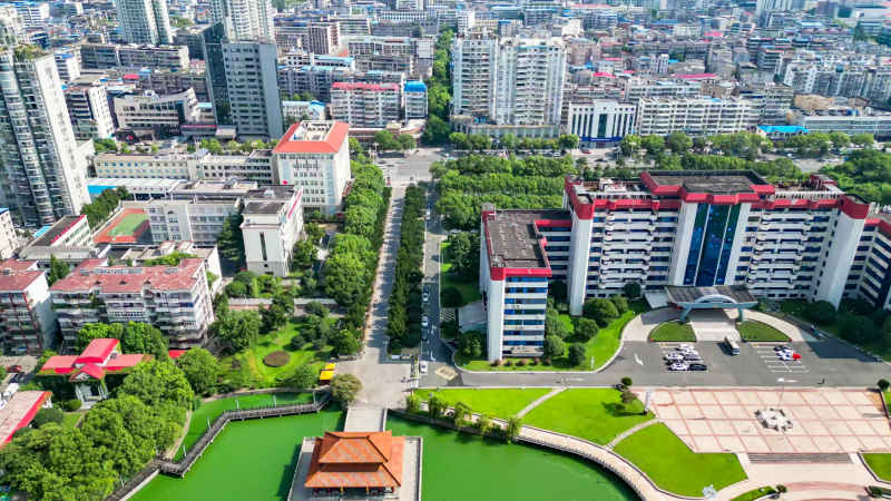 湖北鄂州城市风光航拍摄影图