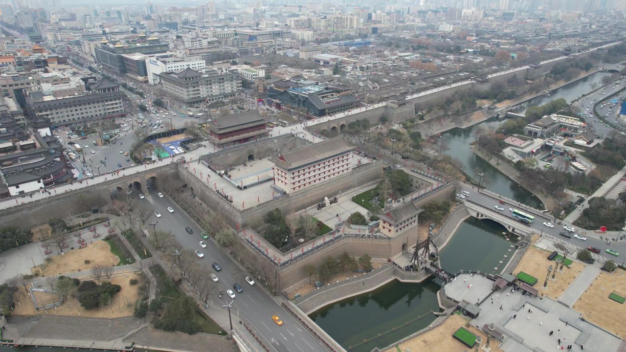 陕西西安古城墙永宁门历史文化