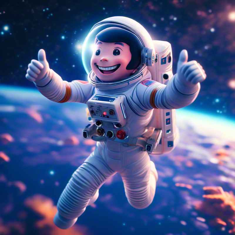 宇航员在太空中比手势大拇指 2