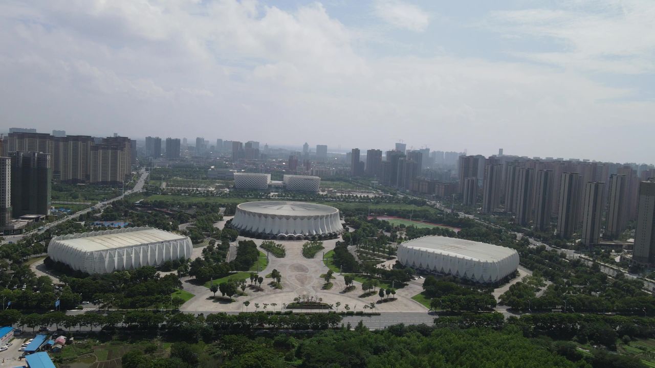湖北荆州城市风光地标建筑航拍 