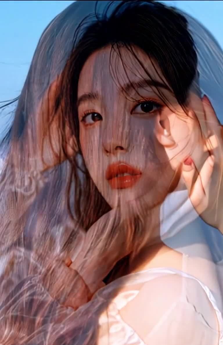 留着棕色长发的年轻女性特写，妆容精致唯美。