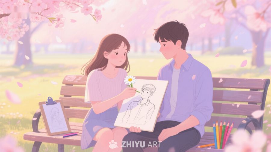 公园长椅上的绘画时光 197