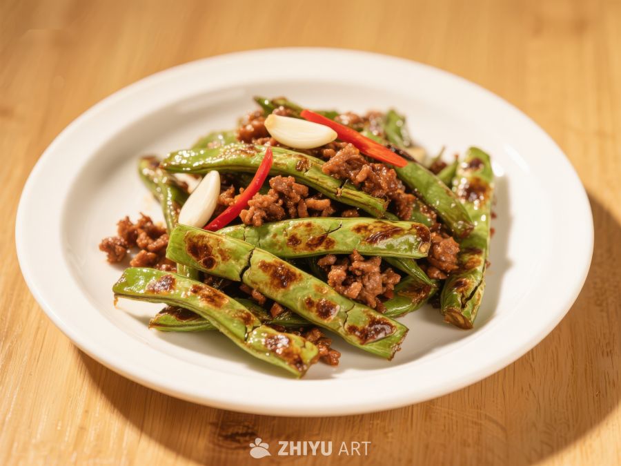 炒四季豆配肉末 67