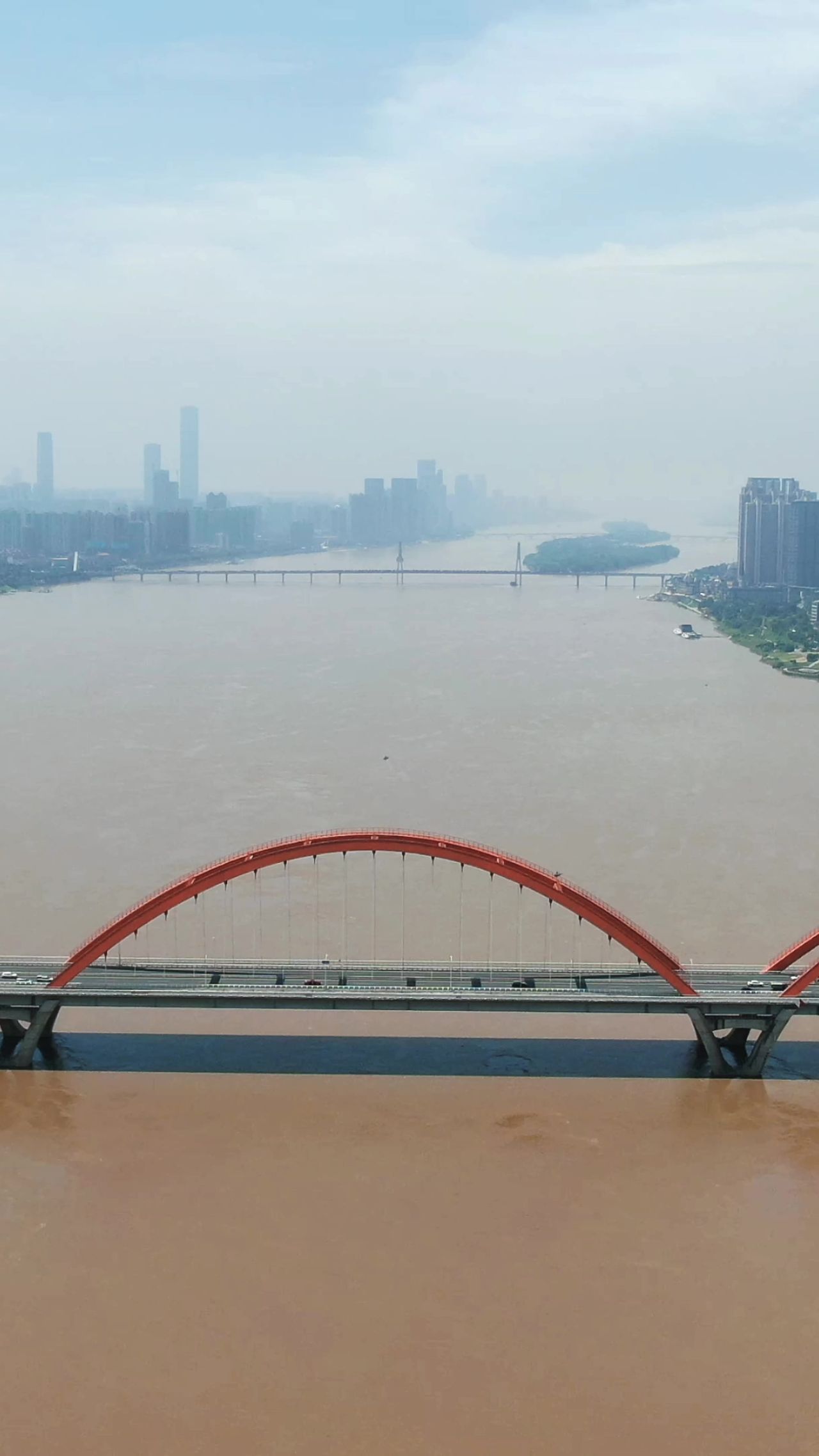 城市航拍湖南长沙福元路湘江大桥