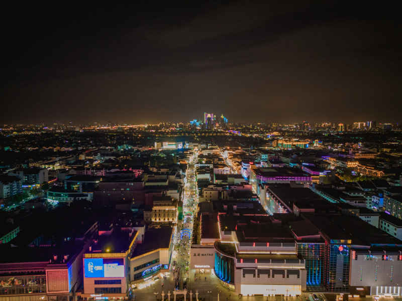 航拍 江苏 苏州 城市 夜景