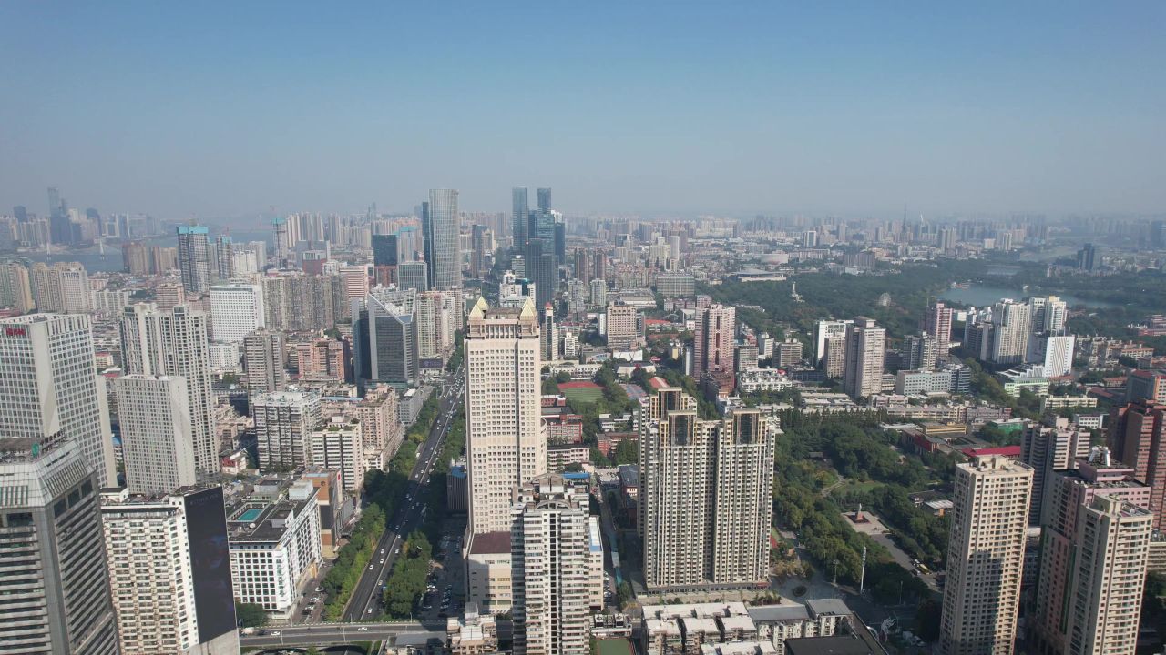湖南长沙城市风光地标建筑航拍 