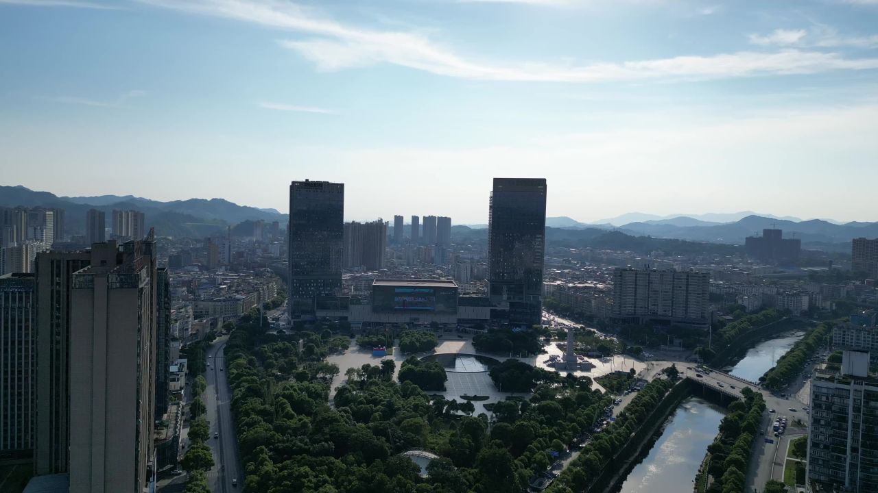 航拍江西萍乡润达国际秋收起义广场