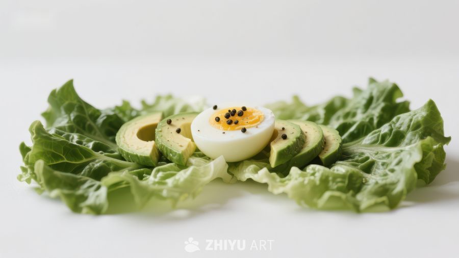生菜上的鳄梨与鸡蛋