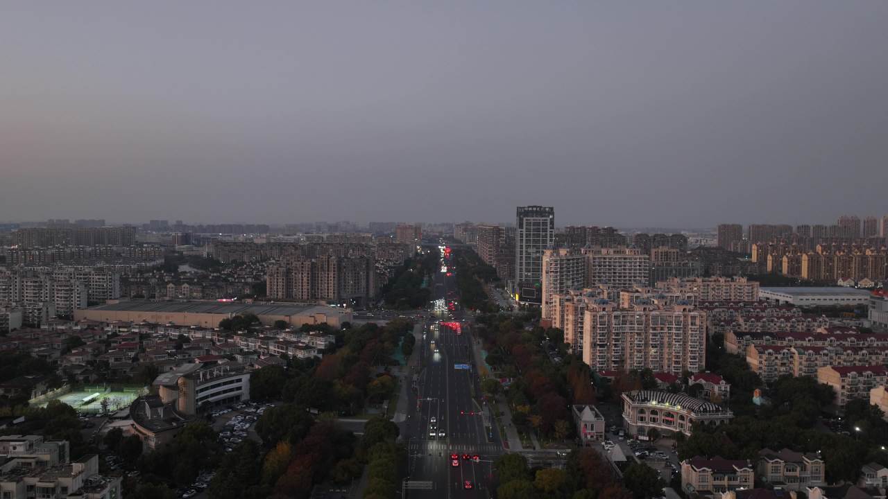 4K延时航拍昆山城市风光建筑大景