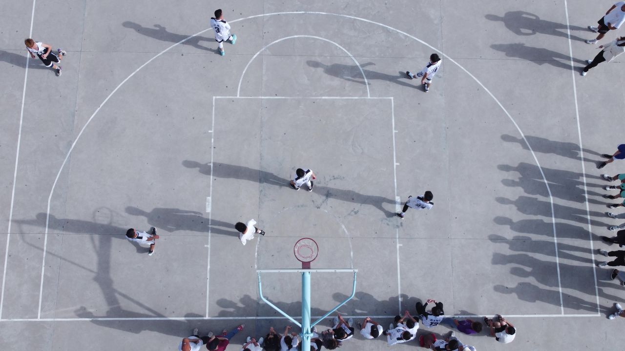篮球赛航拍画面4K