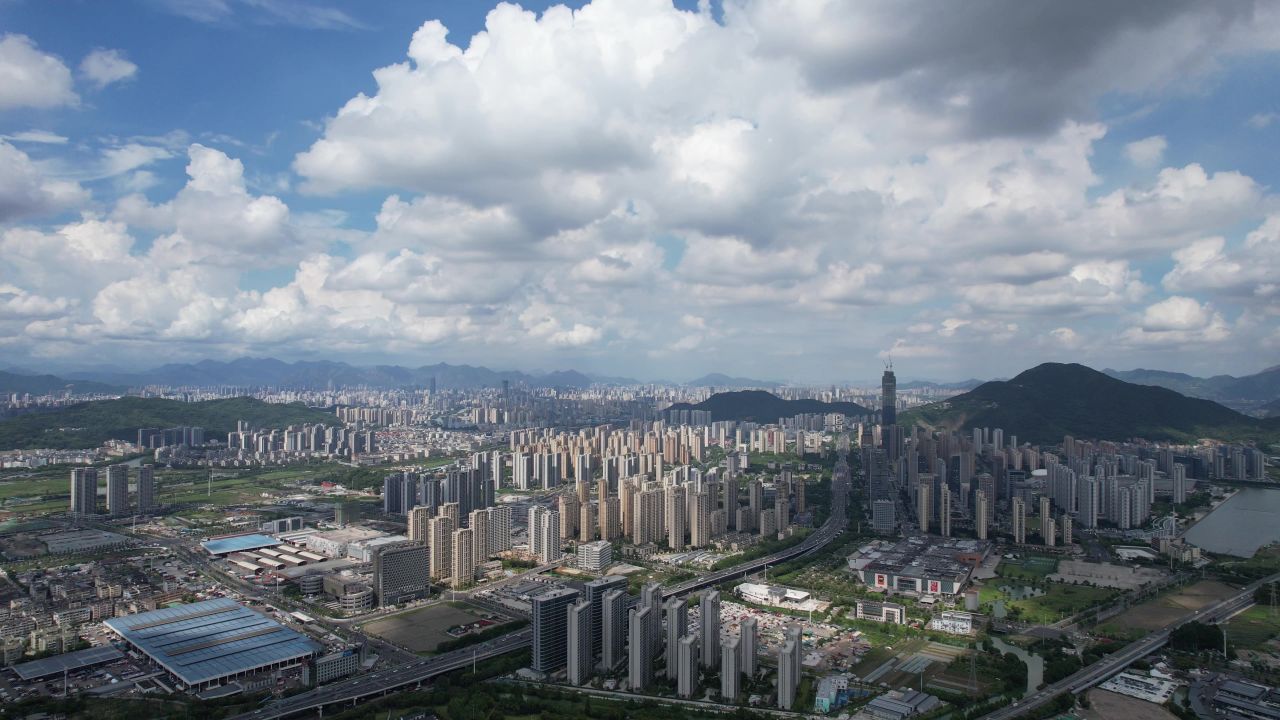 浙江温州城市风光航拍 