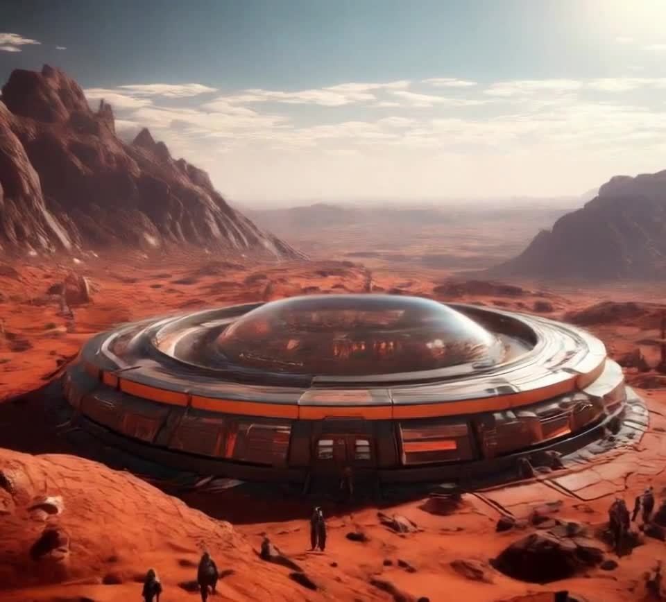火星飞碟建筑：探索中的未来科技基地