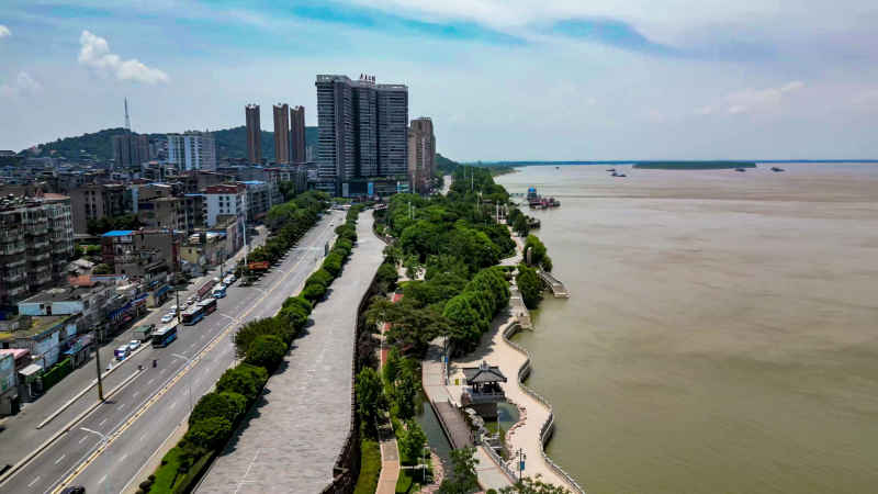 湖北鄂州城市风光航拍摄影图