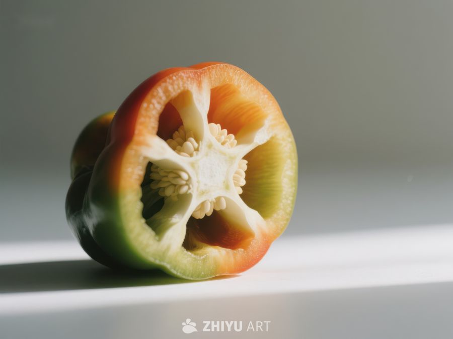 切开的彩椒，展示内部结构 246