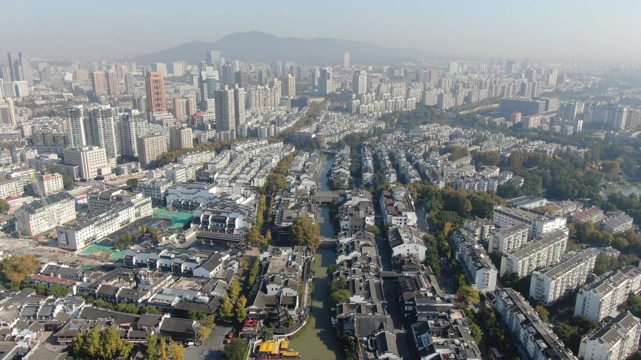 江苏南京城市风光旅游景区地标建筑航拍 